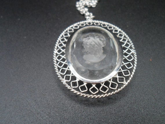 Vintage Cut Crystal Cameo Necklace Whiting and Da… - image 6