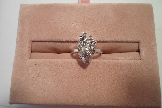 Sterling Silver Anatomical Heart Ring Marked True Love Life Like Every Beat of My Heart Gift Engagement Pre Engagement