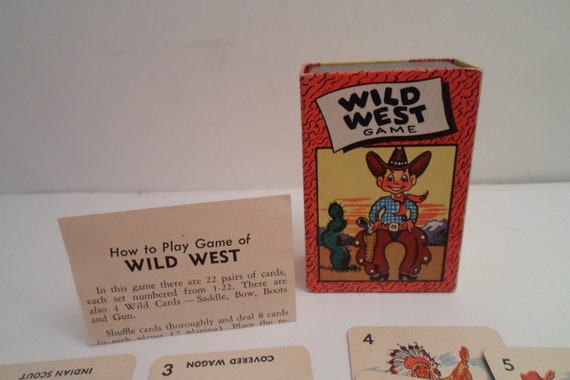 Antique Vintage Mini Wild West Card Game Russell mfg. Co. Leicester Mass. Complete Stocking Stuffer from the Past Wild West Pictures