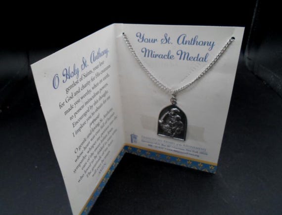 St Anthony of Padua Miracle Medal and Prayer Card Saint of Help Catholic Saint