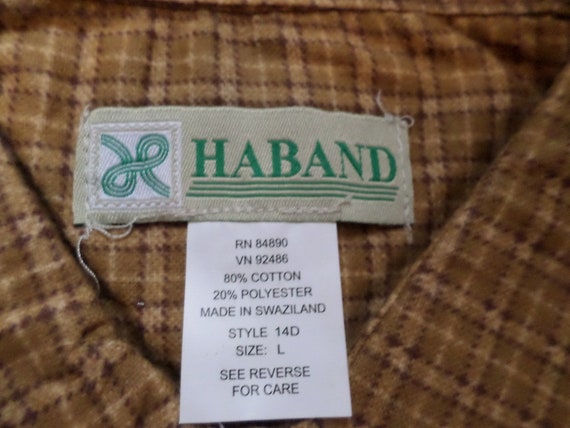 Vintage golden tan Haband flannel button down Made in Swaziland size L