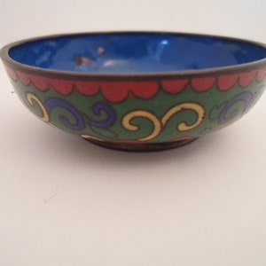 Antique Vintage Small Mini Chinese Cloisonne&#39; Finger Bowl Salt Dip Rare Size as is