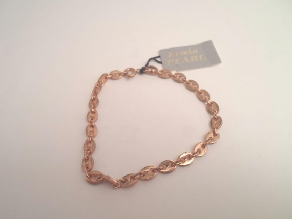 Vintage Bracelet 1980's Gold Tone Button Link Chain New Old Stock Original Vintage Tag Erwin Pearl