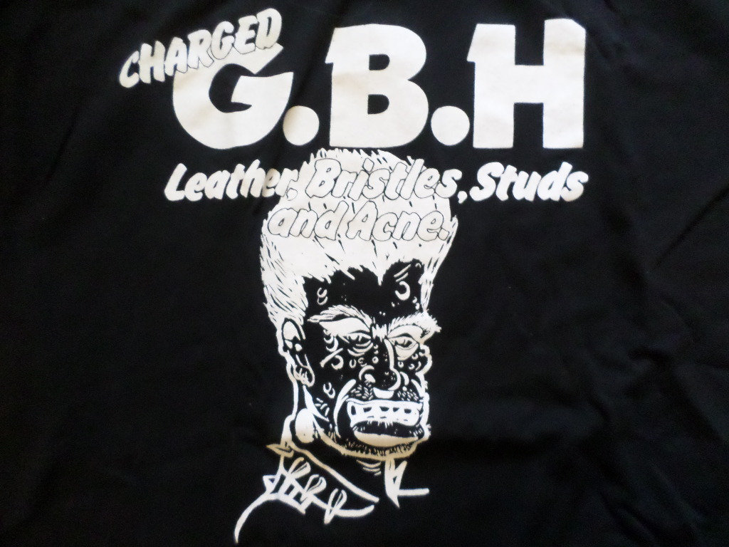 Vintage 90s retro G.B.H. punk rock t shirt size L 2 sided