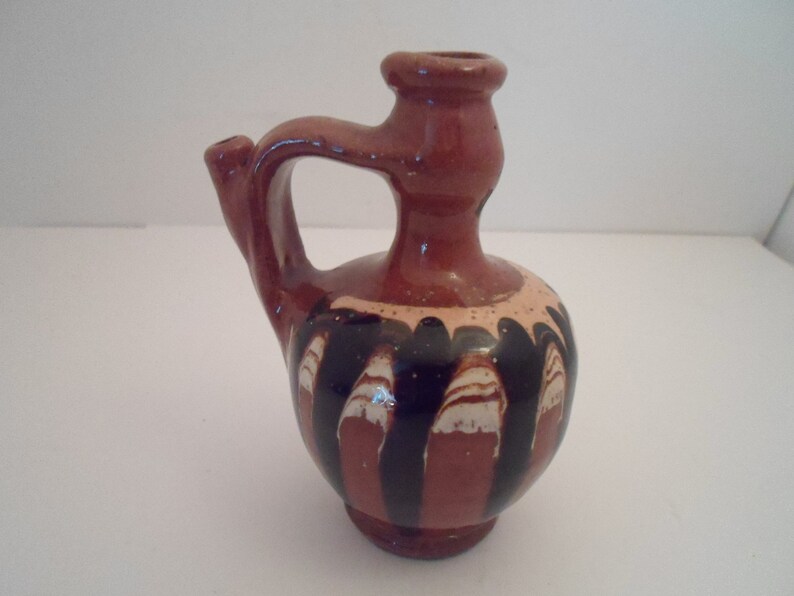 Vintage Bulgarian Clay Ceramic Mini Jug 