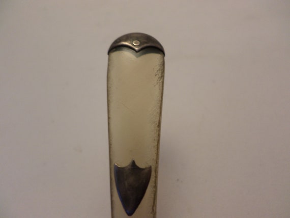 Interesting antique WD&CO sterling mount horn spoon small 1900's marrow spoon