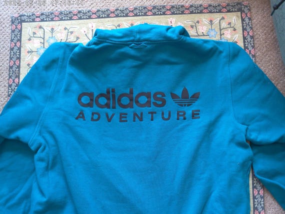 high quality Adidas Adventure hoodie deep Mediterranean Sea blue XXL vintage Y2K