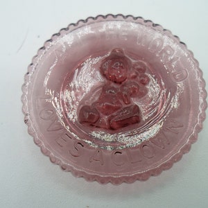 Vintage Mini Violet Glass Clown Plate All The World Loves A Clown 1980&#39;s
