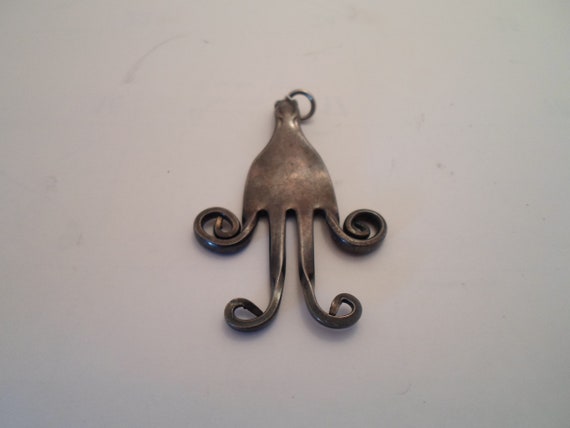 Mid Century Jewelry Art Fork Pendant Charm Adorab… - image 2
