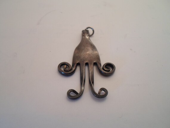 Mid Century Jewelry Art Fork Pendant Charm Adorable Style One of a Kind Art work