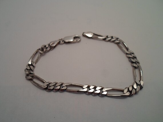 Vintage Sterling Silver Link Chain Bracelet Unisex Smart Style 1980's Era
