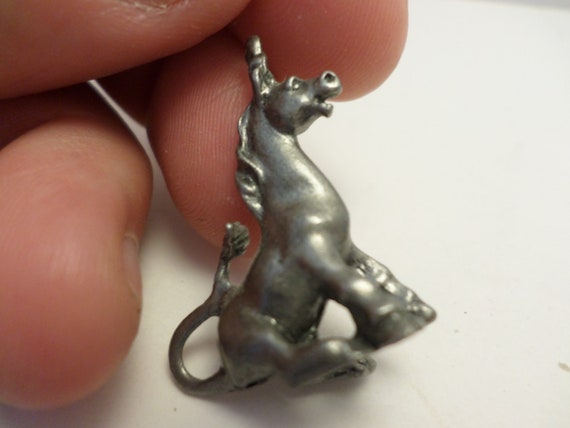vintage unicorn miniature pewter figure charm