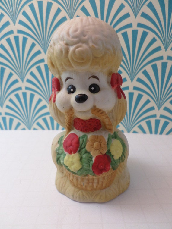 vintage 1980 critter bell poodle Jasco breakfast bell snack bell