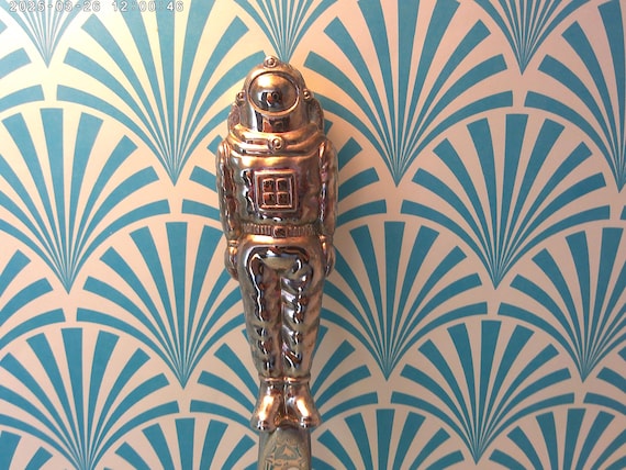 Vintage 90's silver plated Astronaut spaceman heavy handle cocktail spoon full size by International Silver
