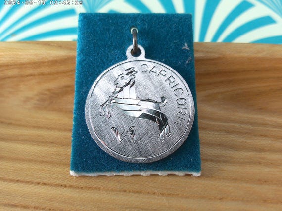 Vintage new old stock Capricorn silver charm 925 70's 80's astrology January birthday