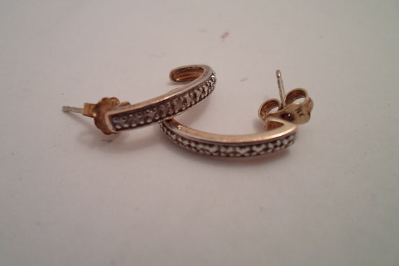Vintage Two Toned Gold on Sterling Silver Pierced Hoop Earrings Excellent Detail Holiday Gift or Selfie