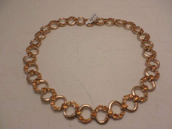 Vintage 50's ORA choker necklace gold tone gold stones as is