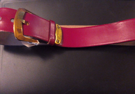 Vintage 50's lipstick red leather Garay top grain cowhide belt gold hardware high waist 26"