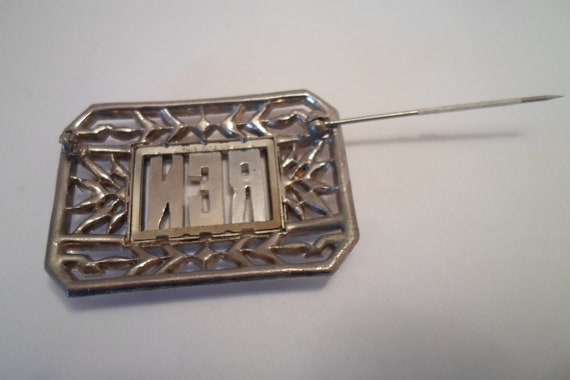 Vintage Art Deco Silver Marcasite Monogram Brooch… - image 7