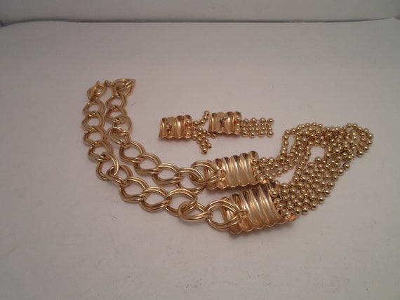 Vintage 1990's Multi Textured Gold Tone Necklace … - image 4