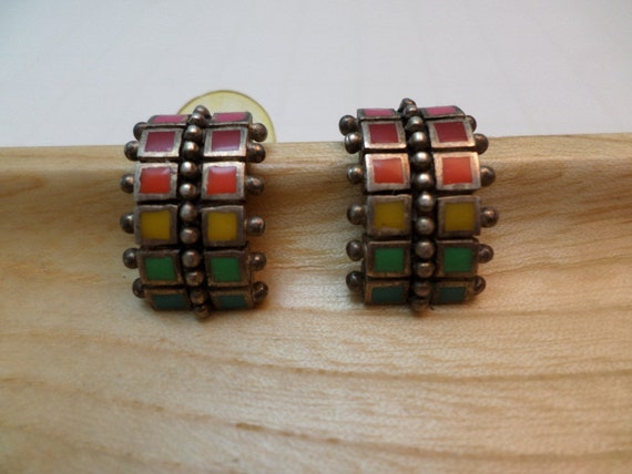 vintage 90's rainbow boho earrings super cute