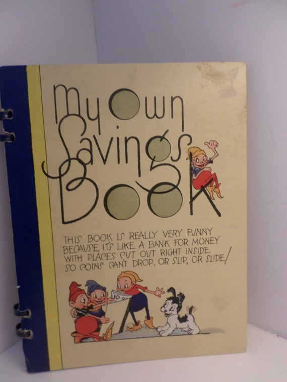 Vintage 40's Chicago bank My Own Savings Book fabulous illustrations!