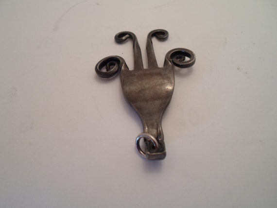 Mid Century Jewelry Art Fork Pendant Charm Adorab… - image 3