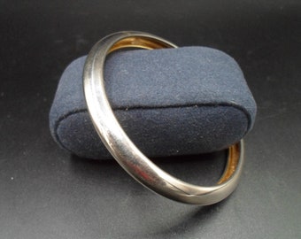Vintage Silver Tone Cuff Bracelet: Gold Interior, 80s Bangle