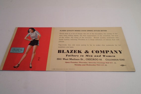 Vintage 50's Earl Moran Advertising Ink Blotter Pin Up Girl  Show Me A Diamond and I'll Play Ball Blazek Co. Chicago  Columbus  Frameworthy