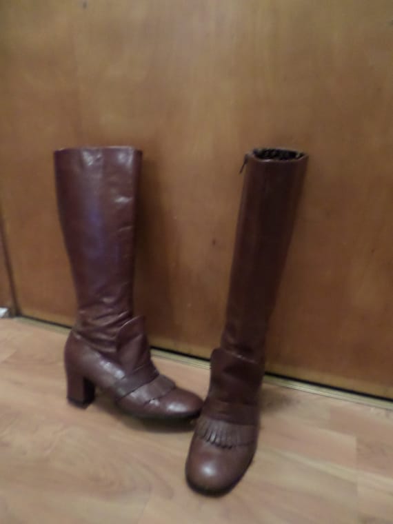 Vintage Y2K Baci brown leather oxford boots knee high size 8 Anthropologie