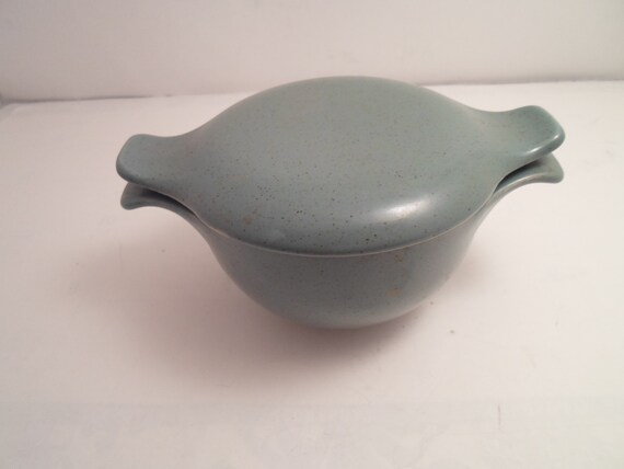 Mid Century Mod Taylor Smith Taylor Pebbleford Covered Bowl Sugar Bowl Oven Proof Russel Wright Style Sea foam Green