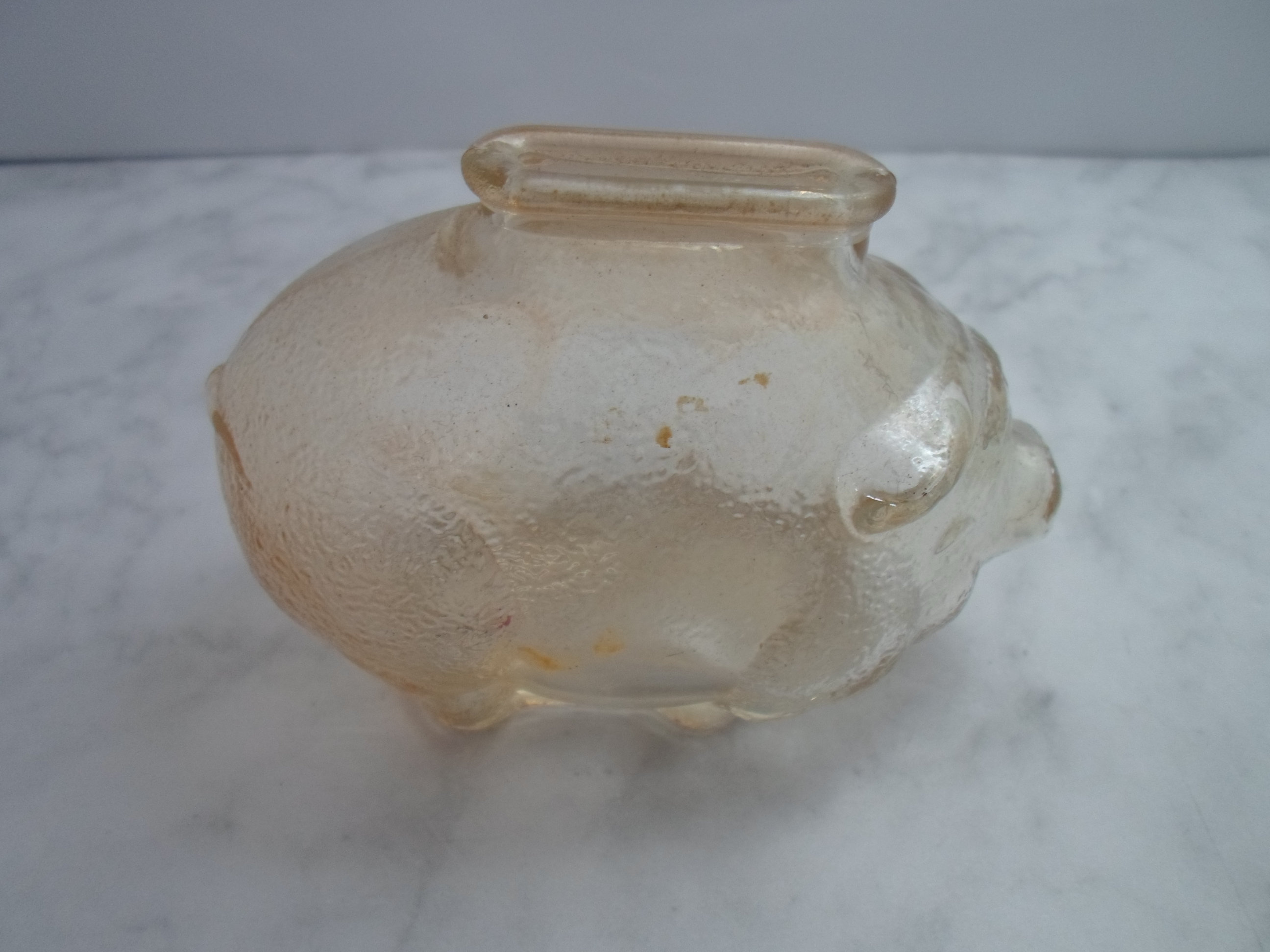Vintage Piggy Bank 1950's Iridescent Glass shake out top