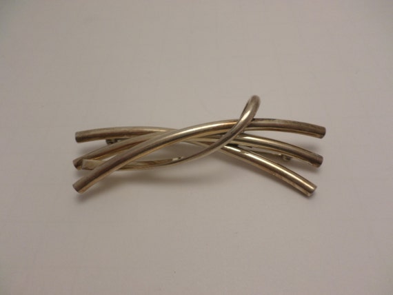 Modernist sterling silver 925 MEXICO fluid lines pin brooch chic and modern