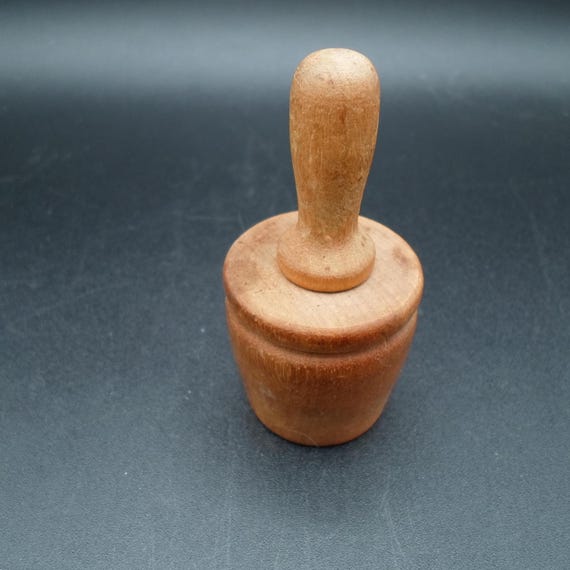 Antique Primitive Butter Mold Press Wood Mini Cherries and Leaves Adorable 3"