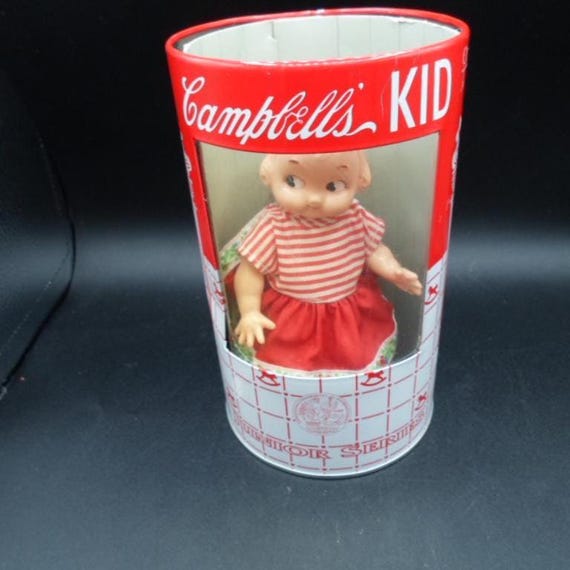 Vintage Campbells Soup Kid Doll Junior Doll in Metal Campbell Soup