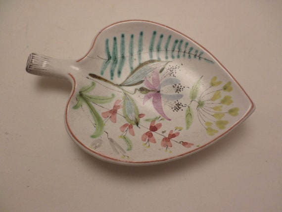 Vintage MCM Folkware Sweden leaf ring tray trinket dish