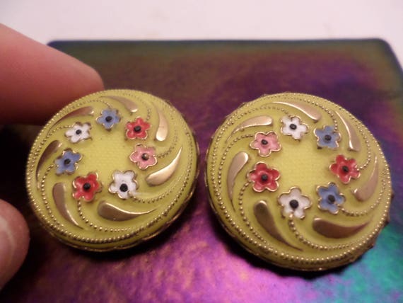 Vintage 1940s deco glass earrings clip fantastic … - image 1