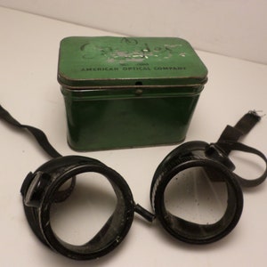 American Optical Company Googles metal box Oxweld bakelite goggles steam punk