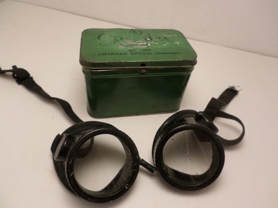 American Optical Company Googles metal box Oxweld bakelite goggles steam punk