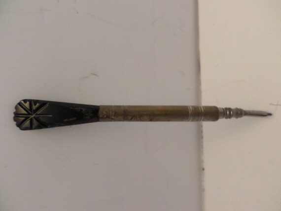 Art Deco Lead Pencil with Bakelite Catalan Carved Tip Working Chic Desk Top Decorator Very Chic Collectable