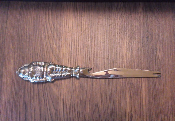 Vintage 90's silver plated Astronaut spaceman heavy handle cocktail serrated knife for citrus and pick by International Silver