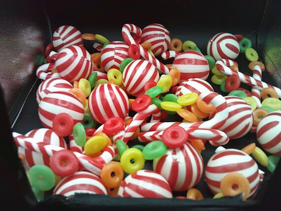 Vintage 1970's Plastic Candy Christmas Tree Decorations (3 Strings) Adorable Garland