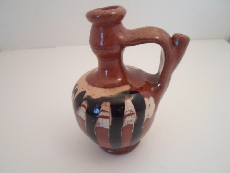 Vintage Bulgarian Clay Ceramic Mini Jug 