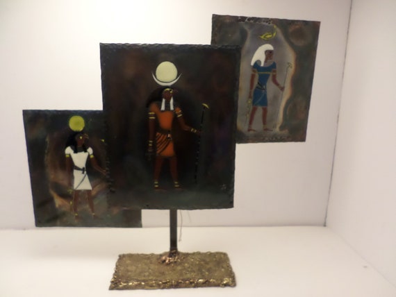 SS 11 78 signed metal sculpture Egyptian pharoahs unique MCM design