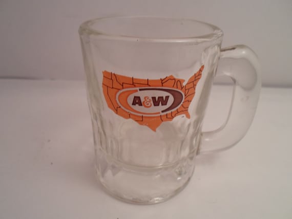 Root Beer A and W Vintage 1950's heavy Mini 3" Glass Mug Drinking glass mug Kids