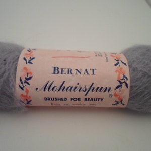Vintage Bernat Mohair Yarn 1 oz skein Pretty Gray Mohairspun USA