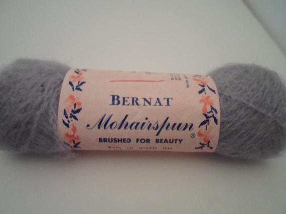 Vintage Bernat Mohair Yarn 1 oz skein Pretty Gray Mohairspun USA