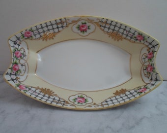 Vintage Nippon Bowl Hand Painted Moriage Trinkets Candy Olives Soft Colors