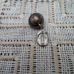 Vintage Mini Medal Miraculous Madonna Virgin Mary with Original Snap Antique