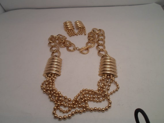 Vintage 1990's Multi Textured Gold Tone Necklace … - image 6